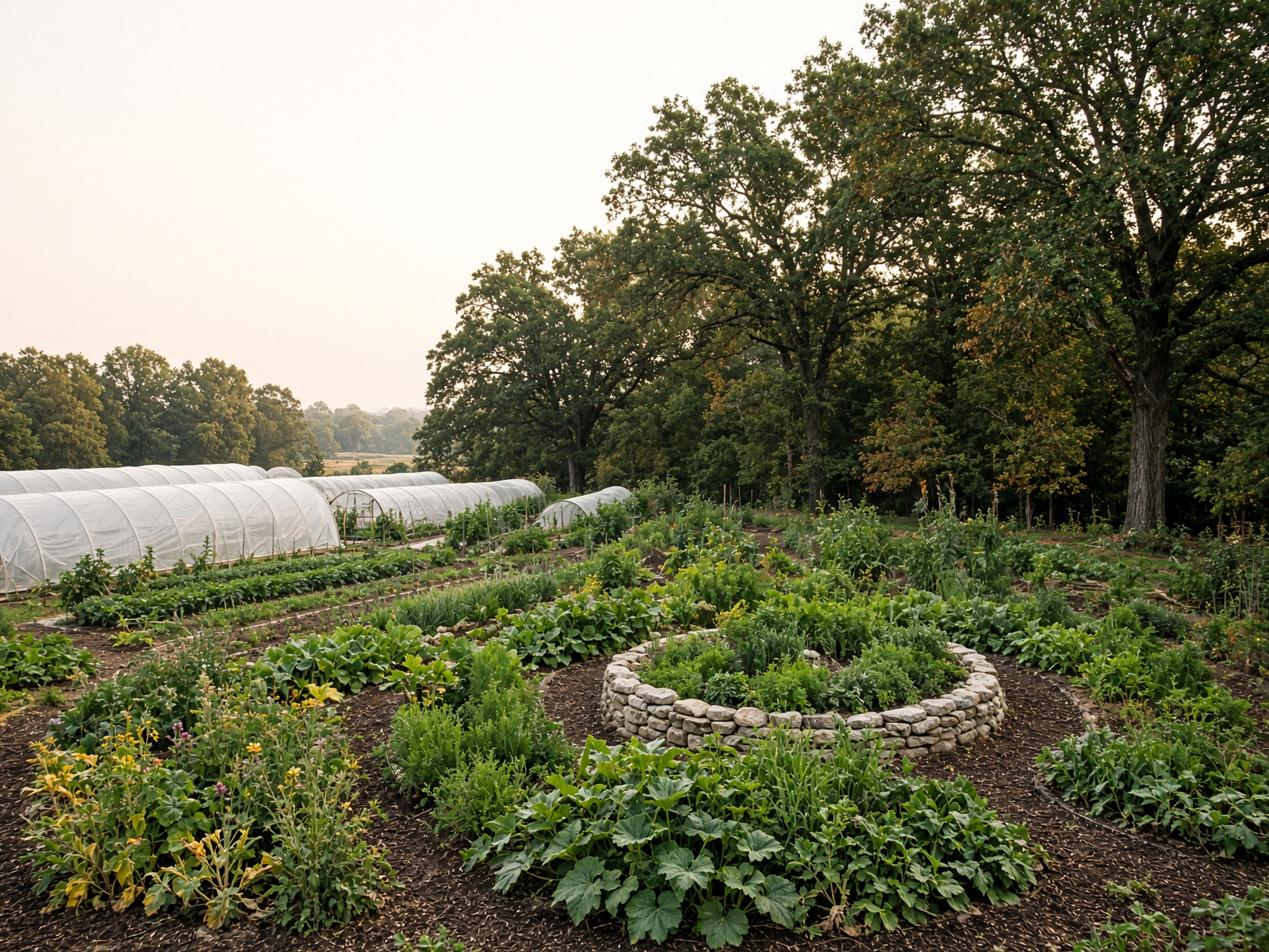 Permaculture gardens beside the arboretum