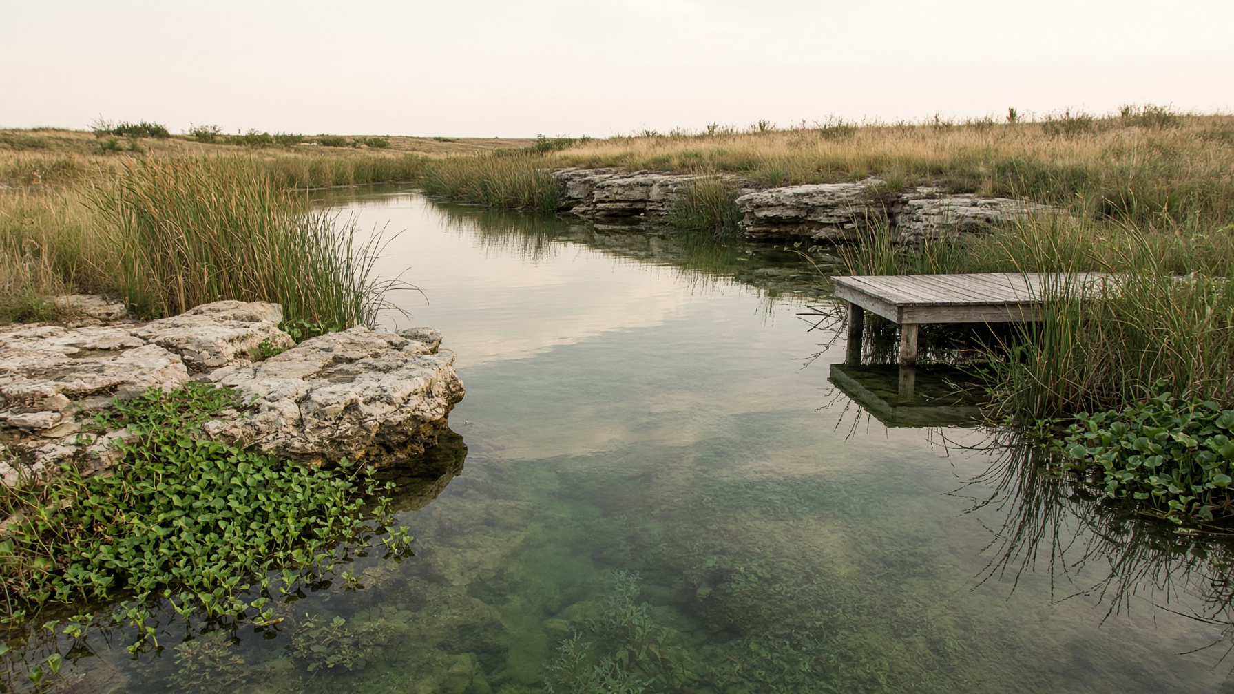 Spring-fed pond on the prairie